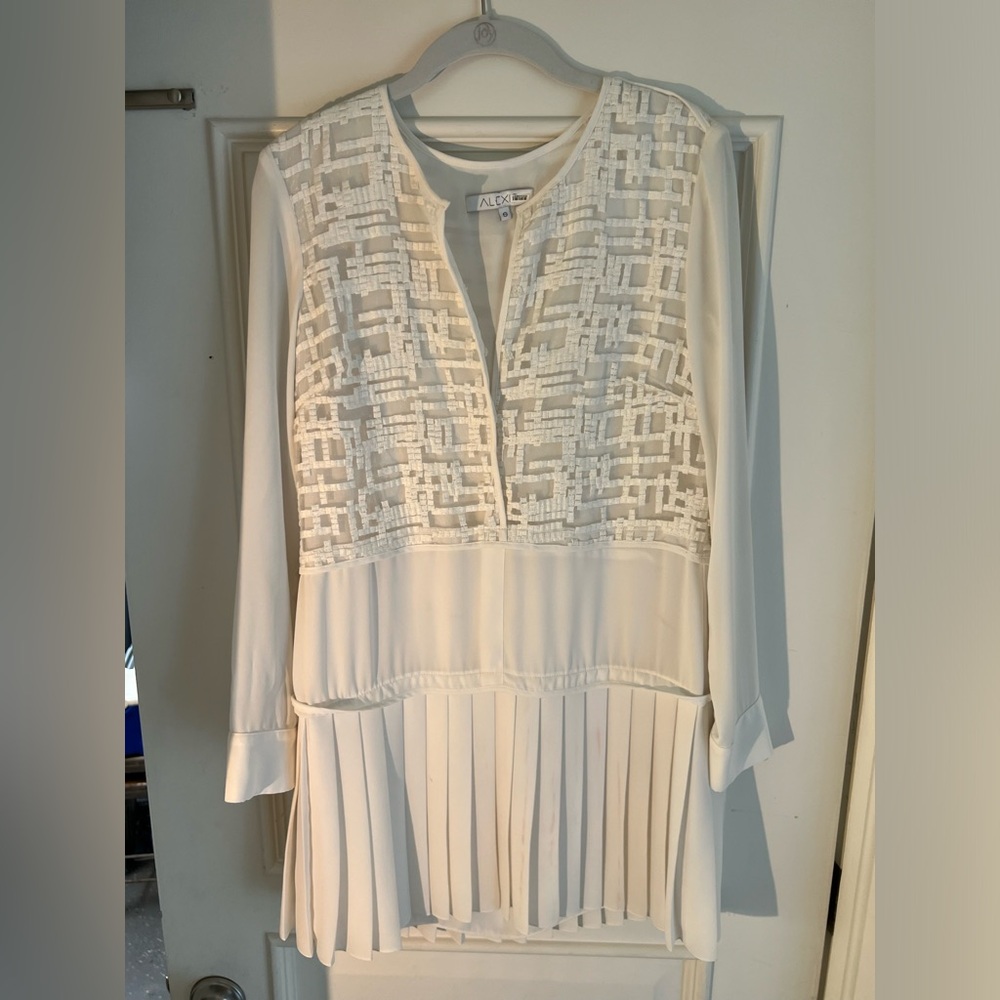 Alexis white pleated dress